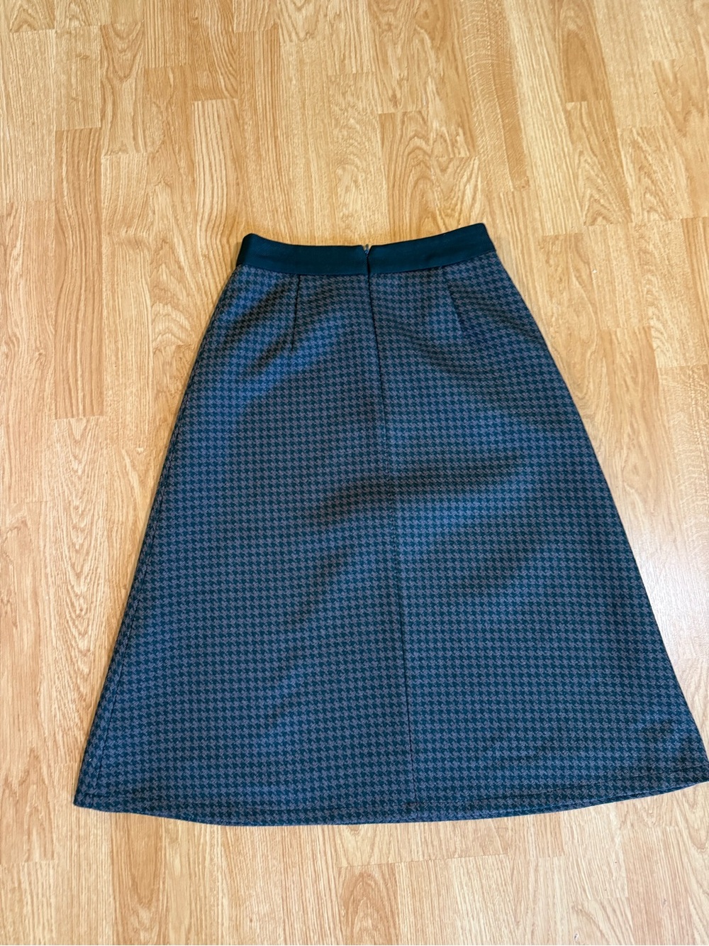 Simple Retro Vintage - Inspired Green Houndstooth A-Line  Women Skirt - Size S - Picture 3 of 14
